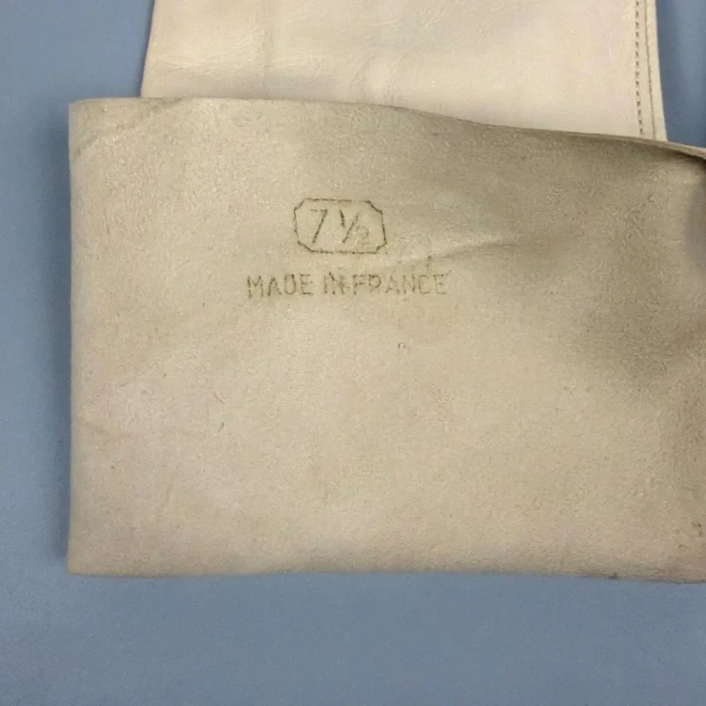 Vintage Leather Cream Gloves Made in France Unlined Women's Size 7,5